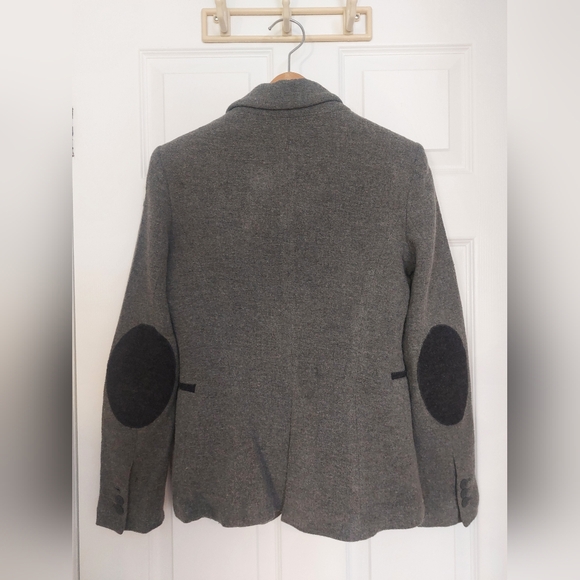 Zara Basic XS Women's Gray Blazer Wool Like With Elbow Patches - Picture 3 of 11